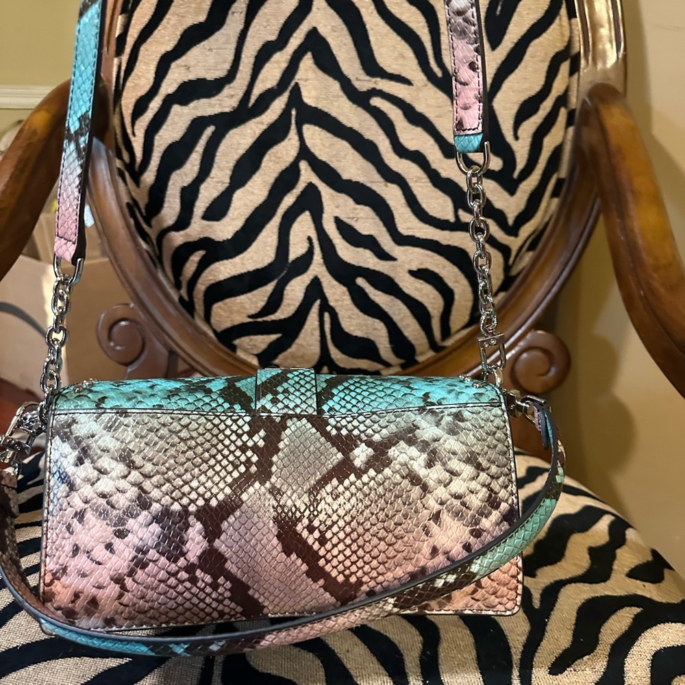 Michael Kors Studded Snake Print Shoulder Bag - Picture 10 of 14